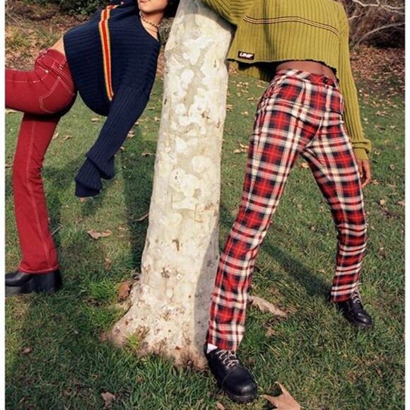 UNIF Winx Red & Black Plaid Trouser Pants - Picture 1 of 8
